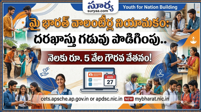 మై భారత్ వాలంటీర్ల నియామకం: దరఖాస్తు గడువు పొడిగింపు.. నెలకు రూ.5 వేల గౌరవ వేతనం