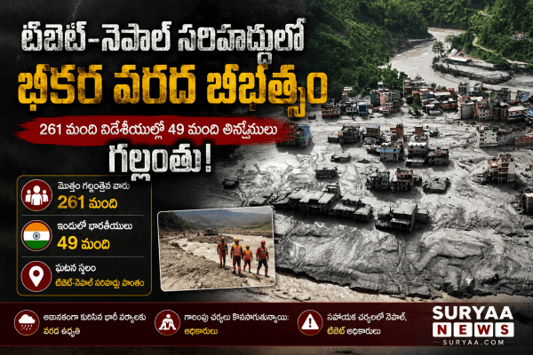 టిబెట్-నేపాల్ సరిహద్దుల్లో భారీ వరదల్లో 49 మంది భారతీయులు సహా 261 మంది విదేశీయుల సమాచారం కోసం గాలింపు