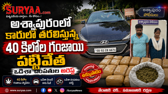అశ్వాపురంలో కారులో తరలిస్తున్న 40 కిలోల గంజాయి పట్టివేత: ఒడిశా దంపతుల అరెస్ట్
