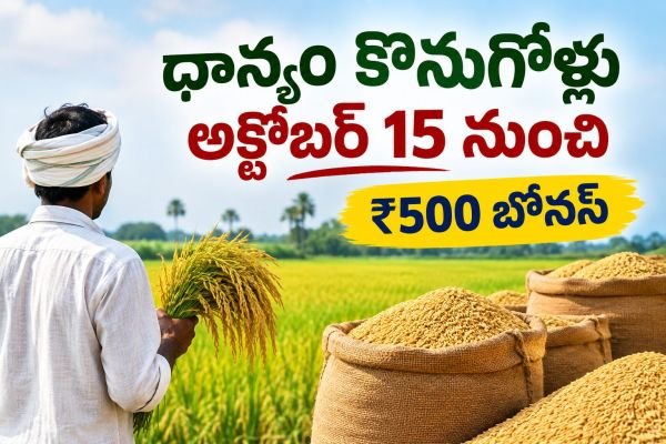 సన్న వడ్లకు రూ.500 బోనస్: అక్టోబర్ 15 నుంచి ధాన్యం కొనుగోళ్లు
