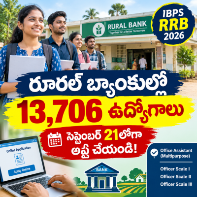 రూరల్ బ్యాంకుల్లో 13,706 ఉద్యోగాలకు దరఖాస్తులు షురూ: ఈ నెల 21 లోగా అప్లై చేయండి!