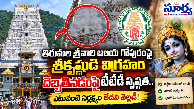 తిరుమల శ్రీవారి ఆలయ గోపురంపై శ్రీకృష్ణుడి విగ్రహం దెబ్బతినడంపై టీటీడీ స్పష్టత.. ఎటువంటి నిర్లక్ష్యం లేదని వెల్లడి!