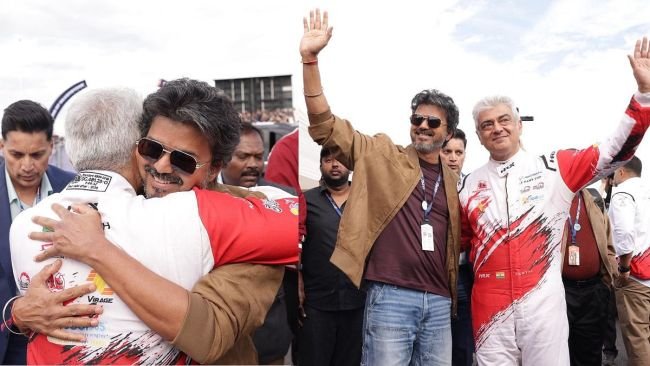 ఇంగ్లండ్ రేసింగ్ ఈవెంట్‌లో విజయ్, అజిత్ కలయిక: పచ్చజెండా ఊపిన సీఎం విజయ్