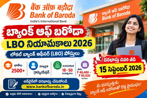 బ్యాంక్ ఆఫ్ బరోడాలో 2,482 లోకల్ బ్యాంక్ ఆఫీసర్ ఉద్యోగాలు.. దరఖాస్తుకు మరో 3 రోుజులే గడువు!