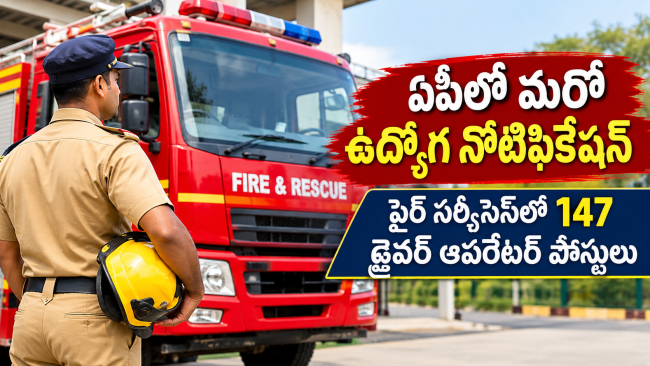ఏపీలో మరో ఉద్యోగ నోటిఫికేషన్ విడుదల, ఫైర్ సర్వీసెస్‌లో డ్రైవర్ ఆపరేటర్ పోస్టుల భర్తీ