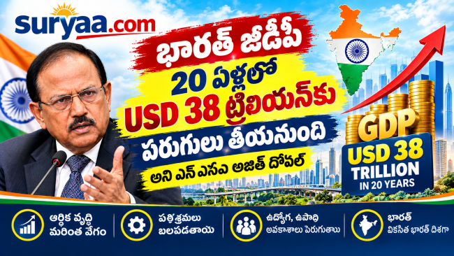 రాబోయే 20 ఏళ్లలో భారత జీడీపీ 38 ట్రిలియన్ డాలర్లకు: అజిత్ దోవల్