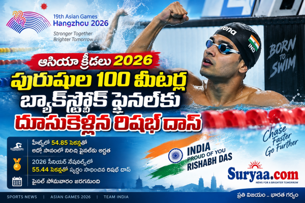 ఆసియా క్రీడలు 2026: పురుషుల 100 మీటర్ల బ్యాక్‌స్ట్రోక్ ఫైనల్‌కు దూసుకెళ్లిన రిషబ్ దాస్