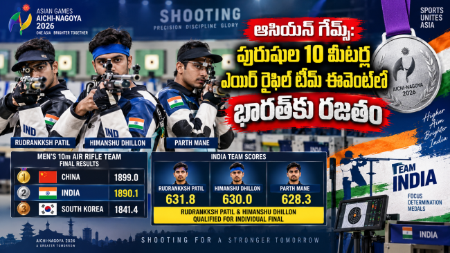 ఆసియన్ గేమ్స్: పురుషుల 10 మీటర్ల ఎయిర్ రైఫిల్ టీమ్ ఈవెంట్‌లో భారత్‌కు రజతం
