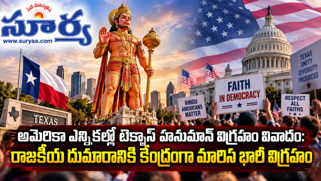 అమెరికా ఎన్నికల్లో టెక్సాస్ హనుమాన్ విగ్రహం వివాదం: రాజకీయ దుమారానికి కేంద్రంగా మారిన భారీ విగ్రహం