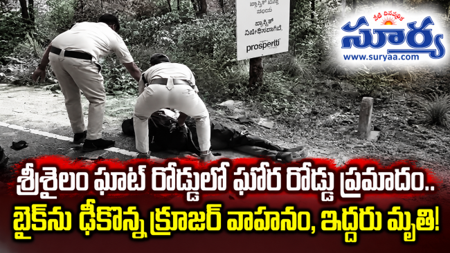 శ్రీశైలం ఘాట్ రోడ్డులో ఘోర రోడ్డు ప్రమాదం.. బైక్‌ను ఢీకొన్న క్రూజర్ వాహనం, ఇద్దరు మృతి!