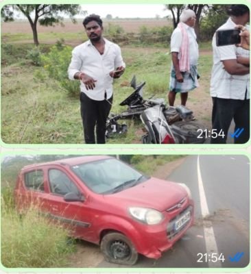 కారు - స్కూటీ ఢీ.. వ్యక్తికి గాయాలు  వల్లూరులోని.. జాతీయ రహదారిపై ప్రమాదం