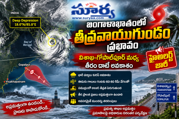 బంగాళాఖాతంలో తీవ్రవాయుగుండం ప్రభావం: విశాఖ-గోపాల్‌పూర్ మధ్య తీరం దాటే అవకాశం, హైఅలర్ట్ జారీ