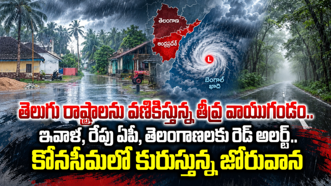 తెలుగు రాష్ట్రాలను వణికిస్తున్న తీవ్ర వాయుగుండం: నేడు, రేపు ఏపీ, తెలంగాణలకు రెడ్ అలర్ట్, కోనసీమలో జోరువాన