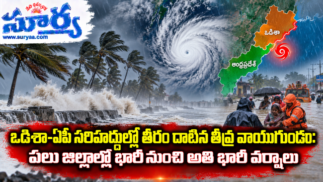 ఒడిశా-ఏపీ సరిహద్దుల్లో తీరం దాటిన తీవ్ర వాయుగుండం: పలు జిల్లాల్లో భారీ నుంచి అతి భారీ వర్షాలు
