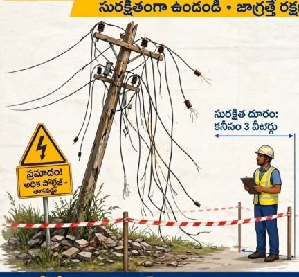 *ప్రమాదం చెప్పిరాదు! అప్రమత్తం అవసరం.!*  *విద్యుత్  శాఖ వారి విజ్ఞప్తి, అందరికీ నమస్కారములు