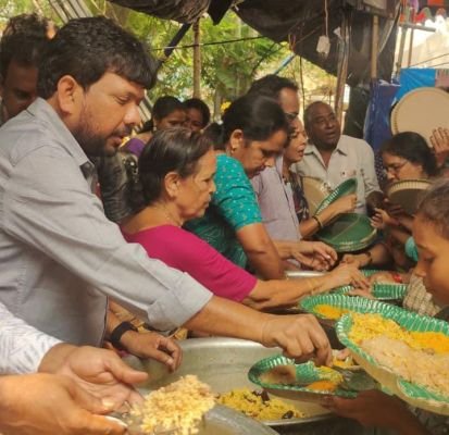 అన్న సమారాధన కార్యక్రమాన్ని ప్రారంభించిన కొవ్వలి ఫౌండేషన్ చైర్మన్ నాయుడు