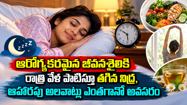 ఆరోగ్యకరమైన జీవనశైలికి రాత్రి వేళ పాటిస్తూ తగిన నిద్ర, ఆహారపు అలవాట్లు ఎంతగానో అవసరం