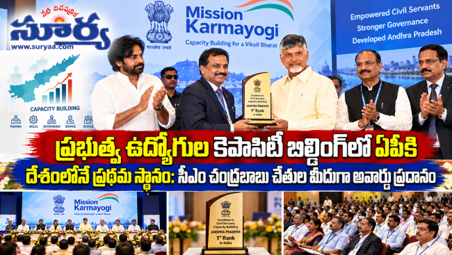 ప్రభుత్వ ఉద్యోగుల కెపాసిటీ బిల్డింగ్‌లో ఏపీకి దేశంలోనే ప్రథమ స్థానం: సీఎం చంద్రబాబు చేతుల మీదుగా అవార్డు ప్రదానం