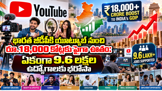  భారత జీడీపీకి యూట్యూబ్ నుంచి రూ.18,000 కోట్లకు పైగా ఊతం
