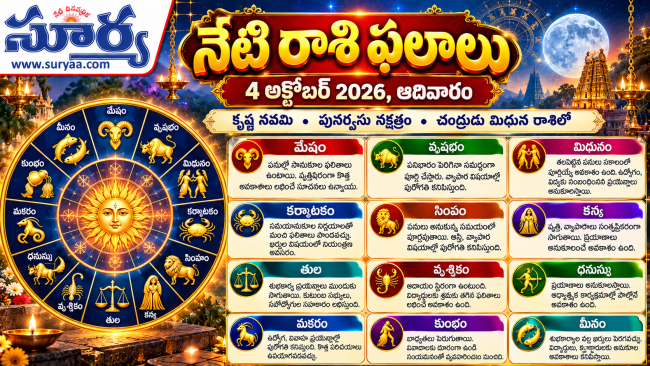 నేటి రాశి ఫలాలు: 4 అక్టోబర్ 2026, ఆదివారం.. 