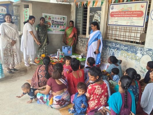 చిన్నారుల ఆరోగ్యకరమైన ఎదుగుదలకు పౌష్టికాహారం అవసరం: జమస్తాన్ పల్లి సర్పంచ్ అందుగుల నర్సమ్మ యాదయ్య