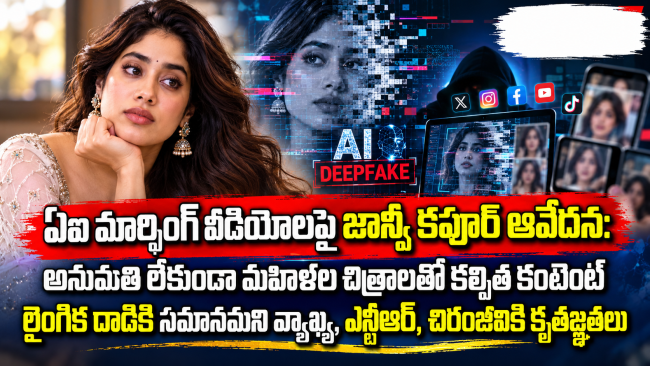 ఏఐ మార్ఫింగ్ వీడియోలపై జాన్వీ కపూర్ ఆవేదన: అనుమతి లేకుండా మహిళల చిత్రాలతో కల్పిత కంటెంట్ లైంగిక దాడికి సమానమని వ్యాఖ్య, ఎన్టీఆర్, చిరంజీవికి కృతజ్ఞతలు