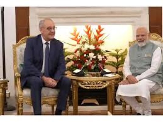 హైదరాబాద్ హౌస్‌లో ప్రధాని మోదీ, స్విస్ అధ్యక్షుడు గై పార్మెలిన్ ద్వైపాక్షిక చర్చలు