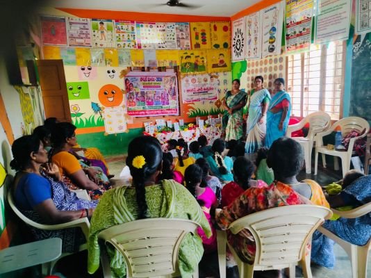 గ్రామాల్లో అంగన్వాడీ కేంద్రాల్లో సందడే సందడిగా అంగన్వాడీ ఉత్సవం 