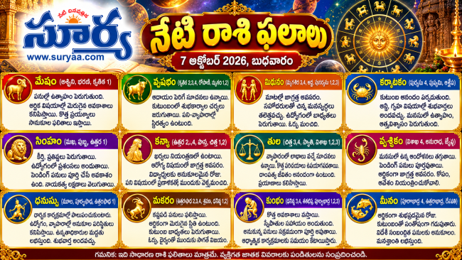 నేటి రాశి ఫలాలు – 7 అక్టోబర్ 2026 (బుధవారం)