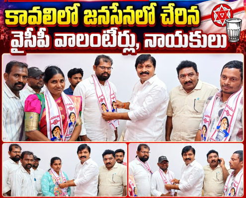 కావలిలో జనసేనలో చేరిన వైసీపీ వాలంటీర్లు, నాయకులు