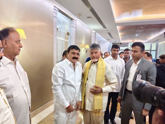 ఢిల్లీ చేరుకున్న సీఎం చంద్రబాబు  విమానాశ్రయంలో ఘన స్వాగతం పలికిన ఎంపీ అంబికా లక్ష్మీనారాయణ