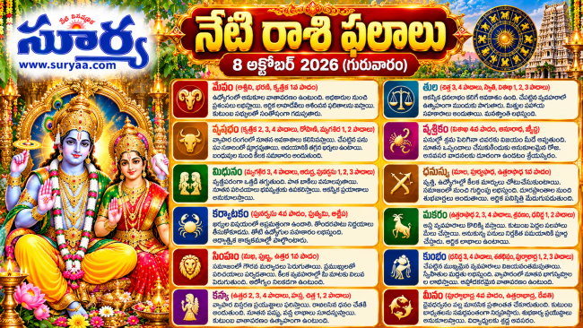 నేటి రాశి ఫలాలు – 8 అక్టోబర్ 2026 (గురువారం)
