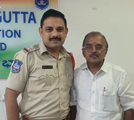 సీఐను కలిసిన కందిమల్ల మాలకొండ రాయుడు