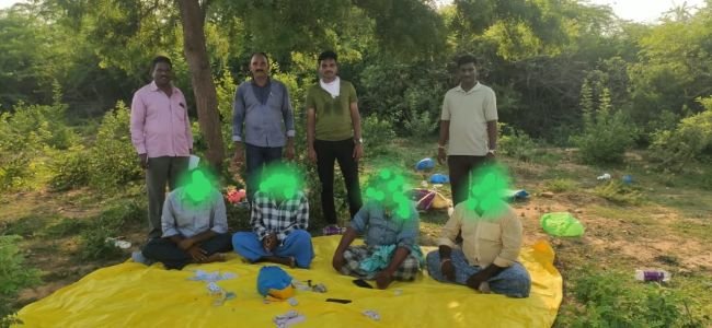 పేకాట స్థావరం పై పోలీసుల దాడి...  నలుగురి అరెస్ట్, రూ.16,135 నగదు స్వాధీనం