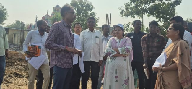 పుష్కర ఘాటు వద్ద కొనసాగుతున్న పనులను పరిశీలించిన కలెక్టర్ ఇలా త్రిపాఠి