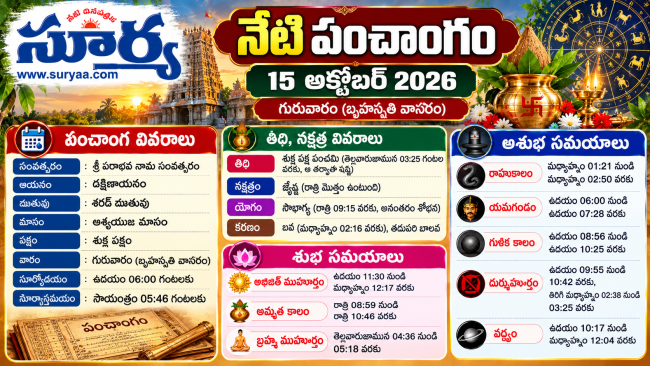 నేటి పంచాంగం 15 అక్టోబర్ 2026
