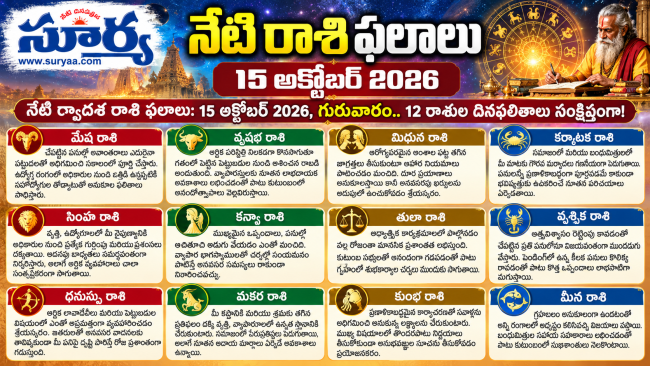 నేటి రాశి ఫలాలు – 15 అక్టోబర్ 2026 