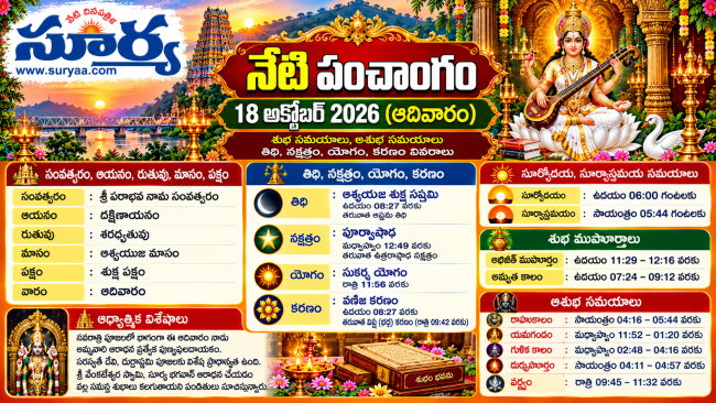 నేటి పంచాంగం – 18 అక్టోబర్ 2026.