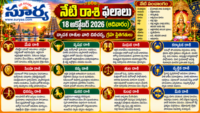 నేటి రాశి ఫలాలు – 18 అక్టోబర్ 2026 