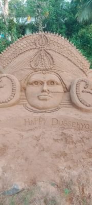 సైకత శిల్పంతో దసరా శుభాకాంక్షలు 