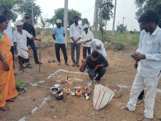 నగరం గ్రామంలో ఇందిరమ్మ ఇళ్లకు భూమిపూజ