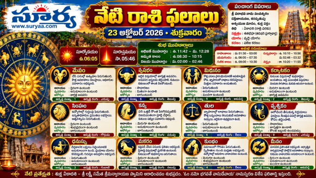 నేటి రాశి ఫలాలు –23 అక్టోబర్ 2026 