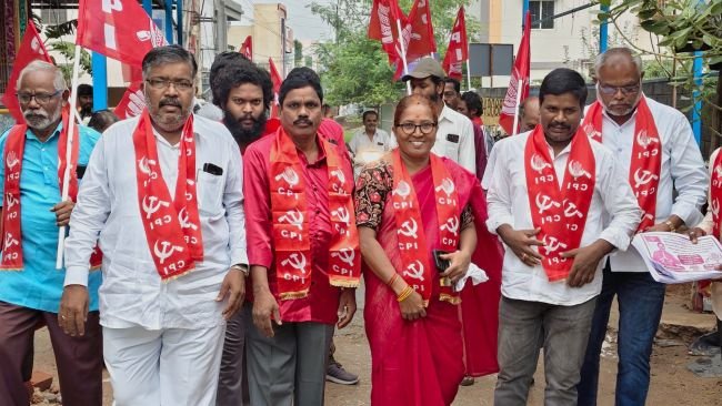 9వ డివిజన్ సిపిఐ పార్టీ అభ్యర్థి చిన్నం పెంచలయ్య ఎన్నికల ప్రచారం