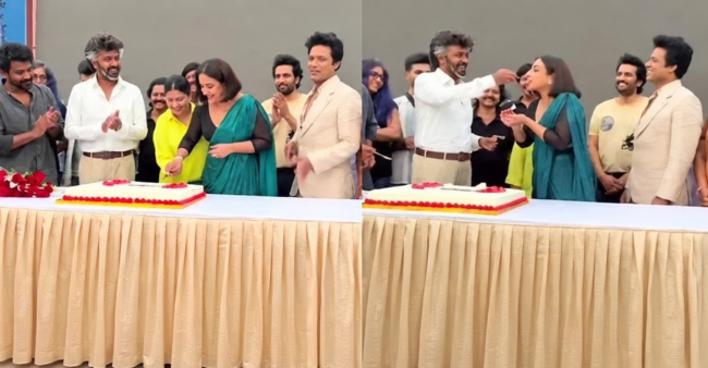 జైలర్ 2 సెట్స్‌లో విద్యాబాలన్ బర్త్‌డే సెలబ్రేషన్స్: రజనీకాంత్ తో కలిసి కేక్ కట్ చేసిన నటి
