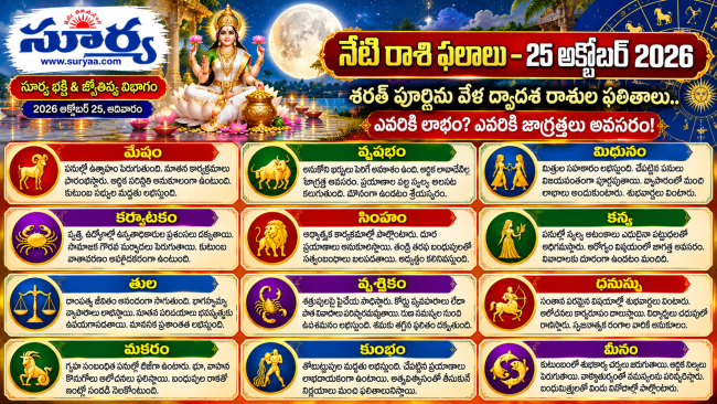 నేటి రాశి ఫలాలు –25 అక్టోబర్ 2026