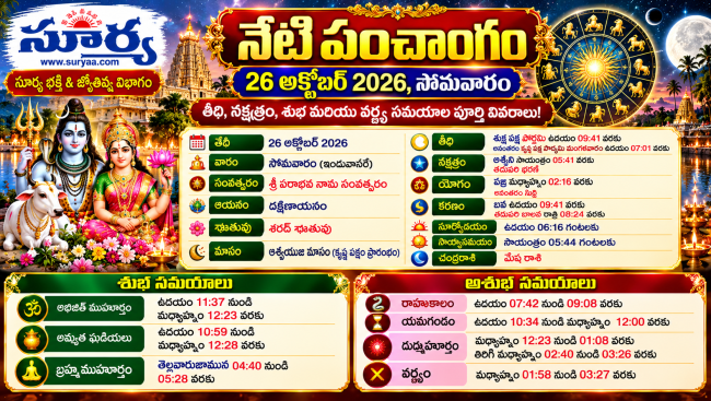 నేటి పంచాంగం 26 అక్టోబర్ 2026