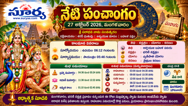 నేటి పంచాంగం 27 అక్టోబర్ 2026
