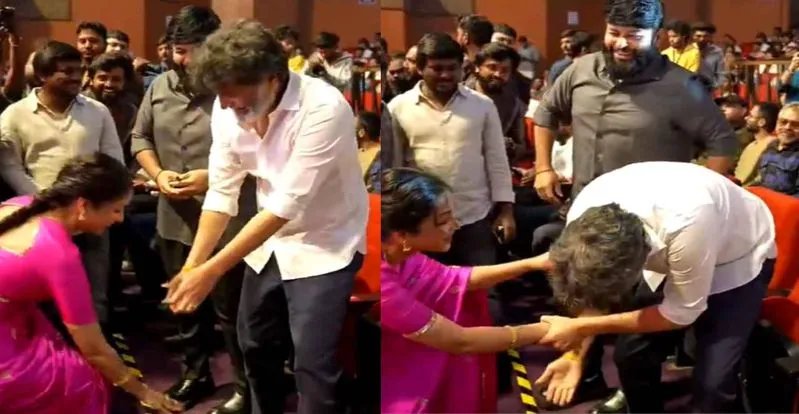 ఆదర్శ కుటుంబం వేదికపై ఊహించని పరిణామం.. హీరోయిన్ శ్రీనిధి శెట్టి కాళ్లు మొక్కిన త్రివిక్రమ్ శ్రీనివాస్