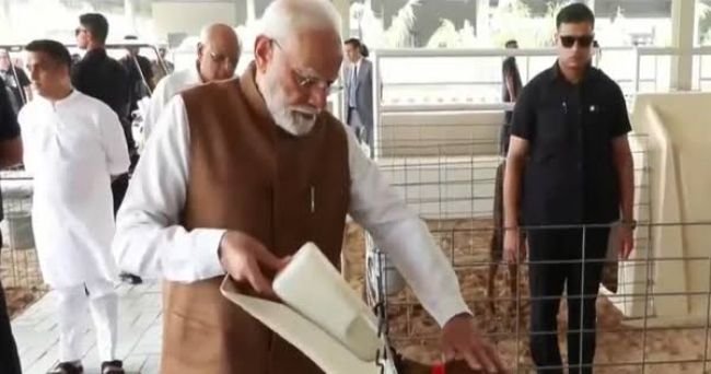 గుజరాత్‌లో పర్యటించిన మోదీ: పశు సంవర్ధక, బ్రీడింగ్ టెక్నాలజీ కేంద్రం పరిశీలన
