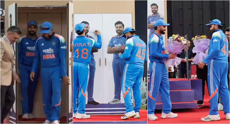 బాక్స్‌లో నుంచి బయటకు వచ్చిన రోకో,,,,వడోదరాలో విరాట్ కోహ్లి-రోహిత్ శర్మకు వినూత్న సన్మానం